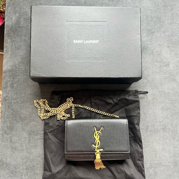 Saint Laurent Kate Small Tassel YSL Wallet on Chain in Grained Leather - Picture 1 of 6